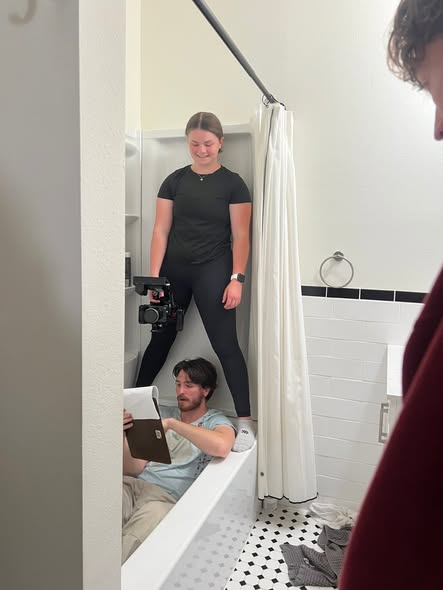 Jesse directing a scene filmed in a bathtub